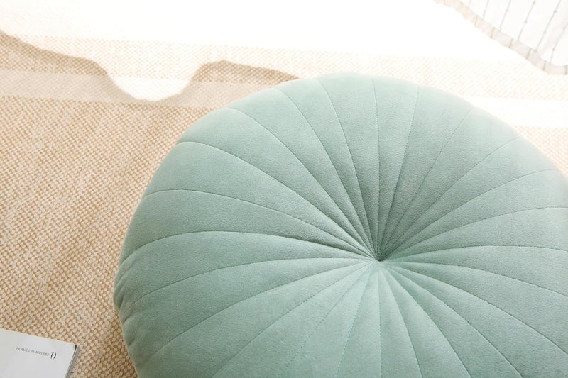 Volple Floor Pillow Meditation Cushion Round Large Floor Pillows Seating for Adults, Velvet Thick Floor Cushions for Yoga Living Room Balcony Outdoor Tatami 18inches（Green） - Image 2
